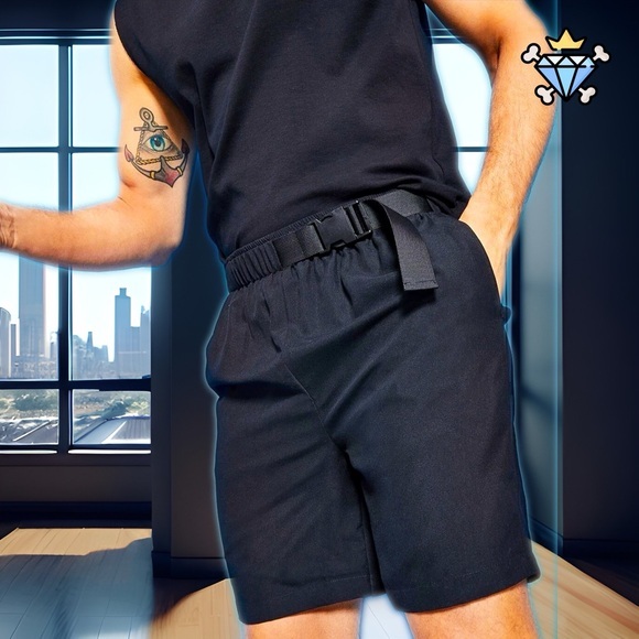 ROYALTY BY MALUMA CREATED FOR MACYS RELAXED FIT BLACK BELTED SWIM SHORTS SIZE XL - Picture 1 of 10